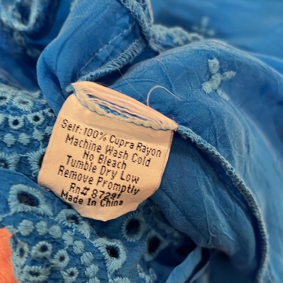 Johnny Was blue embroidered tunic sz SM - Picture 7 of 7